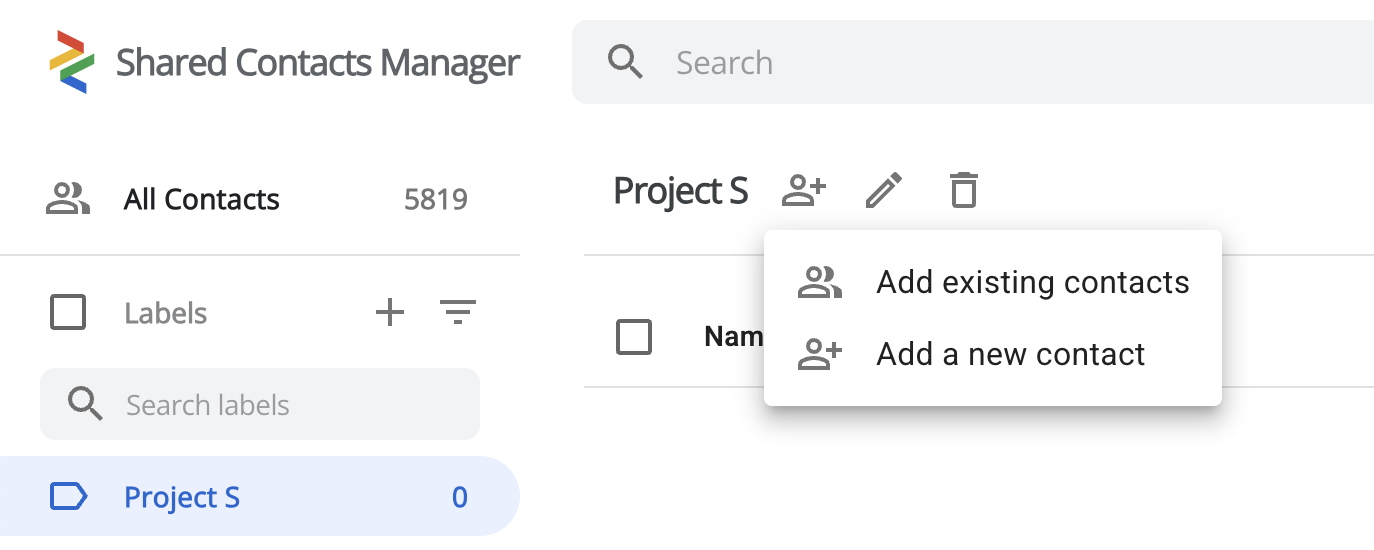 如何在 Shared Contacts Manager 中为新标签添加联系人 